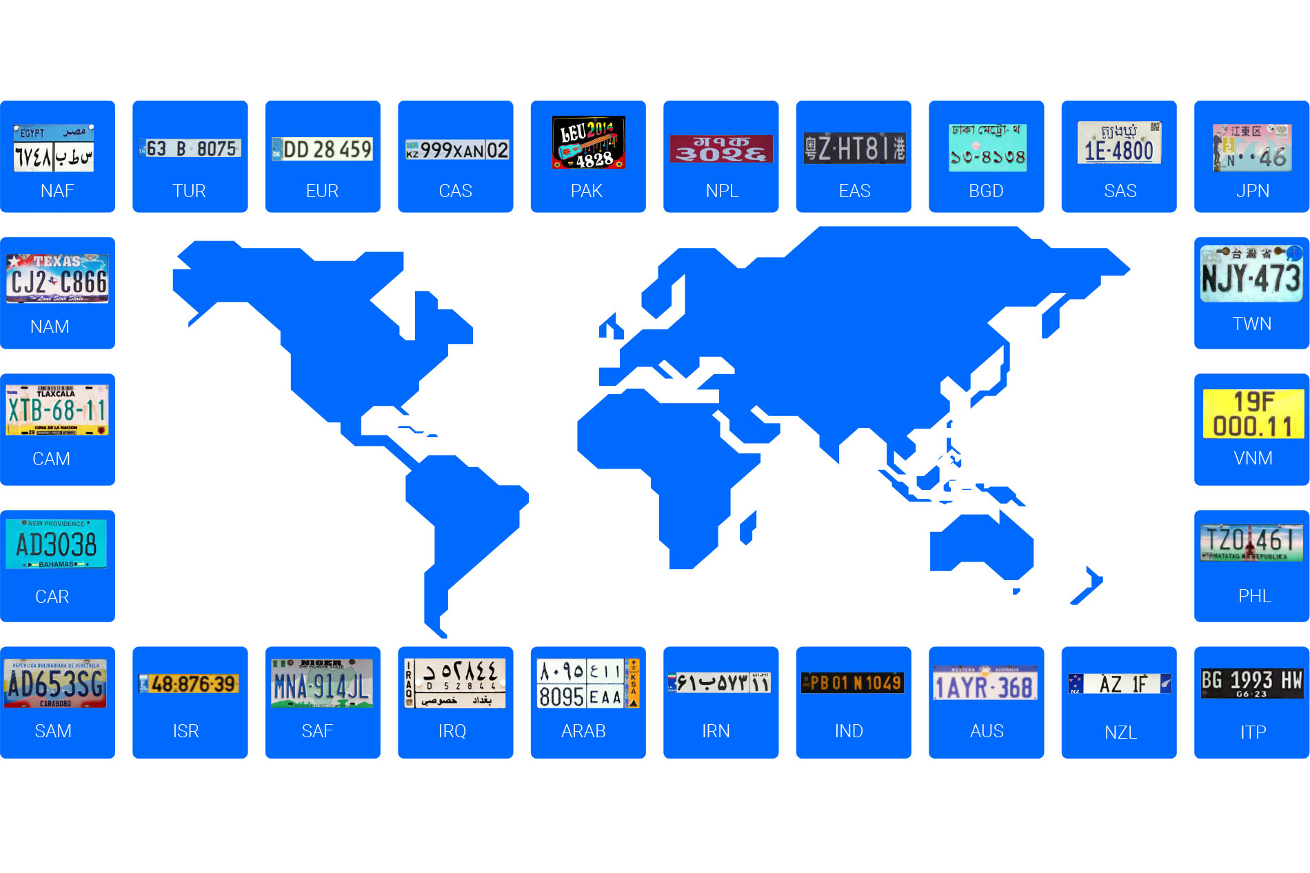 World Map License Plates 