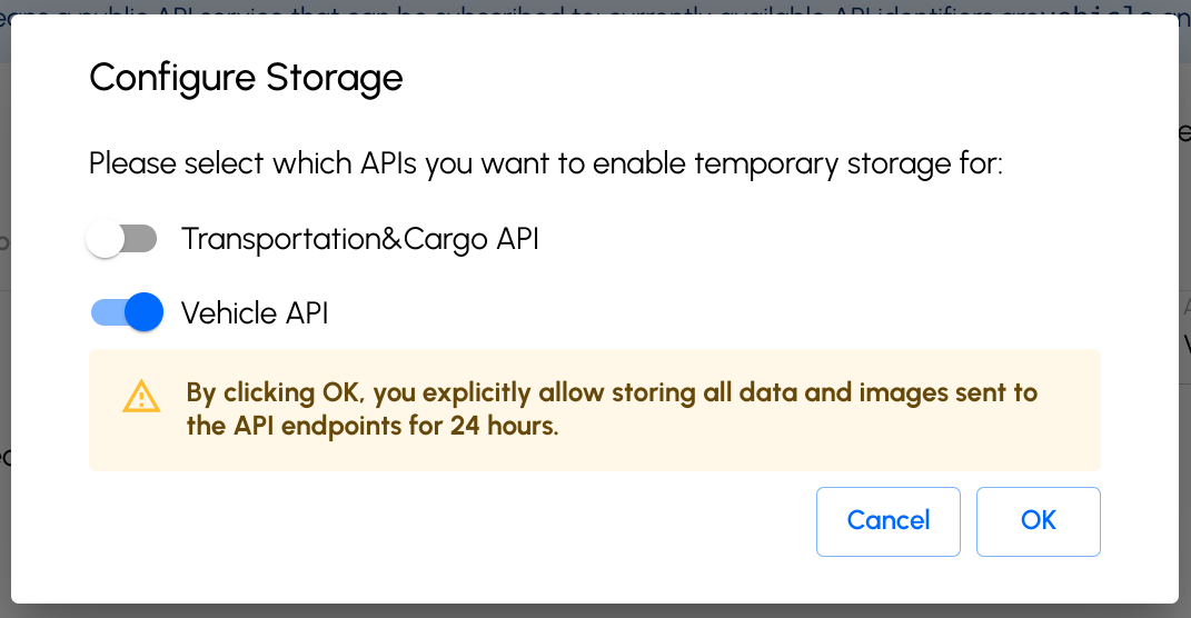 Confirm enabling storage